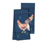 Maison d' Hermine Juego de 2 toallas de cocina, 100 % algodón, 70 cm x 50 cm, reutilizables, absorbentes, con lazo para colgar, para cocina, comedor, decoraciones de Navidad (gallo de prado)