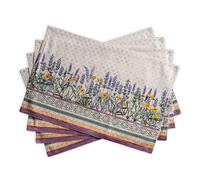 Maison d' Hermine Juego de 4 manteles individuales 100% algodón, lavables, reutilizables, para el hogar, cocina, comedor, fiesta, boda, restaurante, primavera y verano (lavanda de Fanny, 33 x 48 cm)