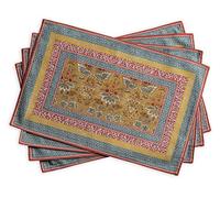 Maison d' Hermine - Juego de 4 manteles individuales de algodón 100 % (33 x 48 cm), decorativos y lavables, para cenas, fiestas, bodas y bufés, diseño de marquesa de primavera y verano