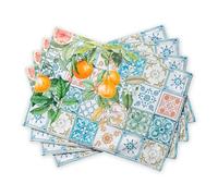 Maison d' Hermine Juego de 4 manteles individuales de tela lavable 100% algodón, reutilizables, para cocina, comedor, fiesta, boda, día de San Valentín, decoración primavera/verano (Agrume, 13 x 19