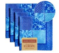 Maison d' Hermine Juego de 4 servilletas cuadradas de tela 100% algodón, reutilizables, lavables, cenas, fiestas, bodas, restaurantes, primavera/verano (Amor índigo, 45 cm x 45 cm)