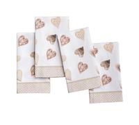 Maison d' Hermine Juego de 4 servilletas cuadradas de tela 100% algodón, suaves y duraderas, reutilizables para uso diario, lavables, cenas, cócteles, bodas, restaurantes (corazones encantadores, 18 x