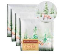Maison d' Hermine Juego de 4 servilletas de invierno 100% algodón, suaves y cómodas, perfectas para cenas familiares, bodas, cócteles, cocina, hogar, Acción de Gracias, Navidad (45 cm x 45 cm)