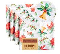 Maison d' Hermine Juego de 4 servilletas de tela 100 % algodón, reutilizables, para Navidad, otoño y uso diario, lavables para mesa de comedor o boda (cromo, 45 x 45 cm)