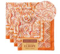 Maison d' Hermine Juego de 4 servilletas de tela 100 % algodón, reutilizables, para Navidad, otoño y uso diario, lavables para mesa de comedor o boda (cachemira palatial, 45 x 45 cm)