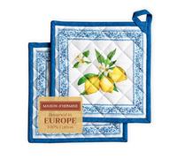 Maison d' Hermine - Juego de agarraderas 100% algodón, resistentes al calor, con asa, 20 cm x 20 cm, almohadillas térmicas para barbacoa, cocina, hornear, parrilla, manejo de sartenes calientes