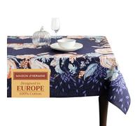 Maison d' Hermine Mantel Rectangular 100% algodón, 152 x 274 cm, Reutilizable, Decorativo, Uso Diario, para Comedor, Granja, hogar, Fiestas, Festivales y Bodas, Color Azul Calabaza