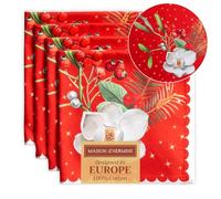 Maison d' Hermine Noel - Juego de 4 servilletas de 100 % algodón suaves y cómodas para cenas familiares, comedor, cócteles, fiestas, bodas, Acción de Gracias/Navidad (45 x 45 cm)
