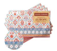Maison d' Hermine Romane 100% algodón Juego de 4 manteles Individuales para Mesa de Comedor | Cocina | Boda | Uso Diario | Cenas | (33 cm x 48 cm)