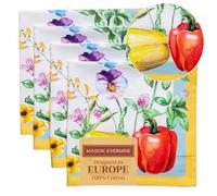 Maison d' Hermine Servilletas 100% algodón, juego de 4 servilletas decorativas de tela lavables, servilletas de cena, vacaciones, cena, boda, baby shower, Giverny - primavera/verano (45 cm x 45 cm)