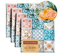 Maison d' Hermine Servilletas de Tela, 100% algodón, Juego de 4 servilletas Decorativas Lavables para Regalos del día de la Madre, hogar, Boda, Banquete, agrume, Primavera/Verano (45 cm x 45 cm)