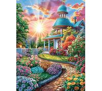 Maison de Conte de fées Dans le Champ de Fleurs Puzzle 300 Piezas Papel Adolescentes Mitos Cuento de Hadas Actividad Familiar Educativa Mejora Coordinación Ojo-Mano Fiestas Navideñas