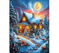 Maison de Noël Dans la neigey Night Rompecabezas 500 Piezas Cartón para Expertos Mitos fantásticos Mejora Memoria Actividad Tiempo Libre Pack Completo Original 500 PCS