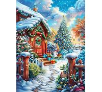 Maison de Noël Dans la vallée enneigée Rompecabezas 300 Piezas Cartón para Adultos Y Adolescentes Mitos Animal Planta para Coleccionistas Decoración Única Hogar Antiestrés Regalo Reyes Magos 300 PCS
