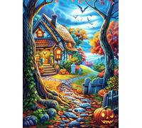 Maison de sorcière Dans la forêt d'automne Puzzle 500 Piezas Papel Adolescentes Animal Cuento de Hadas fantástico Actividad Familiar Educativa Mejora Coordinación Ojo-Mano Fiestas Na