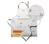 Maison d'Hermine Flying Birds - Delantal de Cocina 100% algodón con Cuello Ajustable y Bolsillo Central Oculto, Corbatas largas para Mujer (70 cm x 85 cm), Día Madre