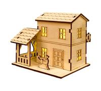 Maison Du Village De Noël - Modèle De Cabane En Bois Éclairée Avec Lumières LED, Décoration Artisanale Pour Bureau Et Salon | Figurines De Collection, Décorations Festives, Bricolage Et Ambiance De No