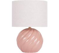 Maisons du Monde Lámpara de cerámica rosa y pantalla de lino beige crema 43x43x62,5 cm