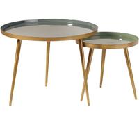 Maisons du Monde Set de 2 mesas de centro apilables de metal verde y dorado