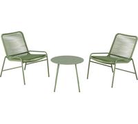 Maisons du Monde Set de 2 sillas de exterior de resina reciclada y mesa de centro de acero verde