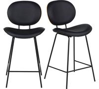 Maisons du Monde Set de 2 taburetes altos negras, madera de roble y acero negro, 65 cm