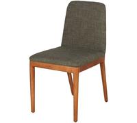 Maisons du Monde Silla de comedor tapizada en tela verde y patas de madera de hevea