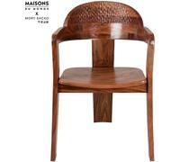 Maisons du Monde Silla de restaurante trípode en madera de acacia tallada - MORY SACKO