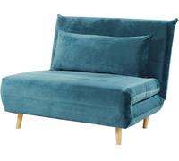 Maisons du Monde Sofá cama de 1 plaza de terciopelo azul petróleo