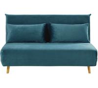 Maisons du Monde Sofá cama de 2 plazas de terciopelo azul petróleo