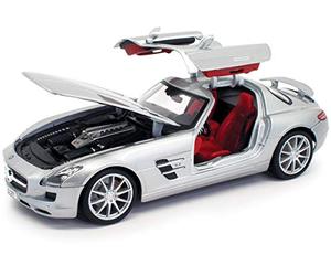 Maisto 31389, Mercedes Benz SLS AMG Silver Metallic Special Edition 1/18, Diecast Model Car