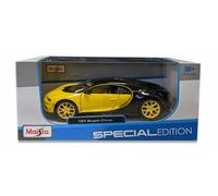 Maisto 31514 - Coche a Escala - Bugatti Chiron (Negro Amarillo, 1:24) Auto
