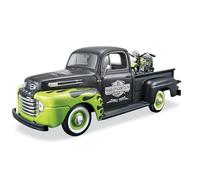 Maisto Ford F1 Pick-up '48+ Harley Fl Panhead '48 (Negro-Verde, Escala 1:24)
