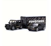 Maisto de Coche , Mercedes-Benz G & Remolque y BMW Serie M3 1988, Simulado de Aleación, Camión Contenedor, Regalo para Niño(s)