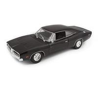 Maisto Dodge Charger R/T (1969): Modelo de Coche a Escala 1:18, Puertas, capó y Maletero móviles, orientable, 24 cm, Negro (531387B)