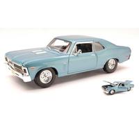 Maisto Modelo A Escala Compatible con Chevrolet Nova SS Coupe 1970 Light Metallic Blue 1:18 MI31132LB