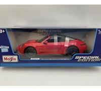 Maisto Porsche 911 Targa 4 GTS (992.2) Coche modelo fundido, edición especial, escala 1:18, rojo y negro