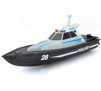 Bauer Spielwaren M82196 Tech R/C - Barco de policía teledirigido de policía, Alcance de 35 Metros, batería con Carga USB, 34 cm, Color Negro -582196