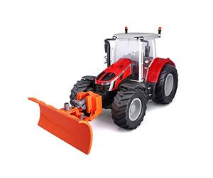 Maisto Tech R/C Massey Ferguson 5S.145 - Tractor teledirigido con luz y quitanieves Desmontable, con Controlador de Palo, a Partir de 8 años, Rojo (582724)