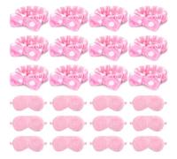 Maiteenly 24 piezas de recuerdos de fiesta de pijamas para niñas, diadema de spa, máscara de ojos para dormir, diadema rosa para lavar la cara, lazo, maquillaje, diademas, máscara de ojos para spa,