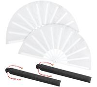 Maitys - Abanicos grandes con efecto de chasquido para hombre y mujer, chinos, plegables, para danzas en línea, festivales, taichí, kung-fu, artes marciales y como regalo (color blanco, paquete de 2)