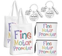 Maitys Juego de 6 regalos de agradecimiento para terapeutas ocupacionales, bolsa de mano para terapeuta ocupacional y bolsa de maquillaje para terapia con llavero, promotora de motricidad fina,