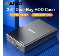 MAIWO-carcasa de disco duro externo de 2,5 pulgadas, carcasa de doble bahía, HD Array, SATA a USB, con 4 Funciones RAID Black