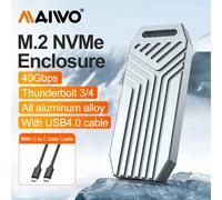 MAIWO-carcasa de SSD M.2 NVMe de 40Gbps, USB4, carcasa externa de aluminio M2, Compatible con 8Tb Thunderbolt 4/3, carcasa de SSD tipo C NVME M.2 NVMe Grey-FAN bag