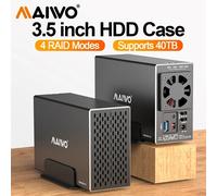 MAIWO Carcasa para Disco Duro de 3.5 Pulgadas, Estación de Acoplamiento SATA RAID de Doble Bahía para Discos Duros Externos de 2.5/3.5 Pulgadas AU Plug