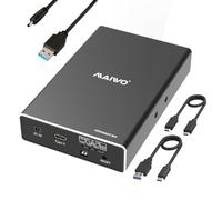 MAIWO Carcasa Raid de Doble bahía para Disco Duro SATA SSD de 2.5 Pulgadas, Raid 0/1/JBOD/PM, USB 3.1 Gen 2 de 10 Gbps con UASP, Capacidad de 16 TB, bahía Externa de Aluminio HDD