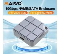 MAIWO-carcasa SSD externa M.2 2230 NVMe SATA, carcasa SSD sin herramientas tipo C 3,2 Gen2 a NVMe PCI-E para IPhone 15 Pro MacBook gris
