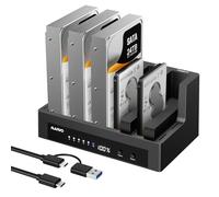 MAIWO Estación de acoplamiento de disco duro externo de 5 bahías para disco duro SATA HDD/SSD de 2.5 pulgadas, 3.5 pulgadas, base USB 3.0 HDD con clon sin conexión, clonador/duplicado de disco duro de