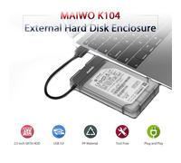 Maiwo K104 HDD SSD Enclosure USB 3.0 To 3.0 HDD Hard Drive Enclosure Support 2.5 Pulgada SSD Tool Free (Black)