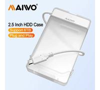 MAIWO tipo C USB3.0 caja de disco duro de 2,5 pulgadas carcasa de disco duro externo 5Gbps HDD SATA SSD carcasa de disco duro compatible con UASP para PC USB C White