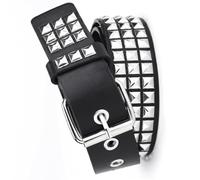 MAIXIANGGUOJI Cinturón de remache de cuero con tachuelas, estilo gótico, estilo pirámide, cuadrado, vintage, punk, rock, con ojales, para jeans, ropa de rock, mujeres/hombres, Negro, 43 inches